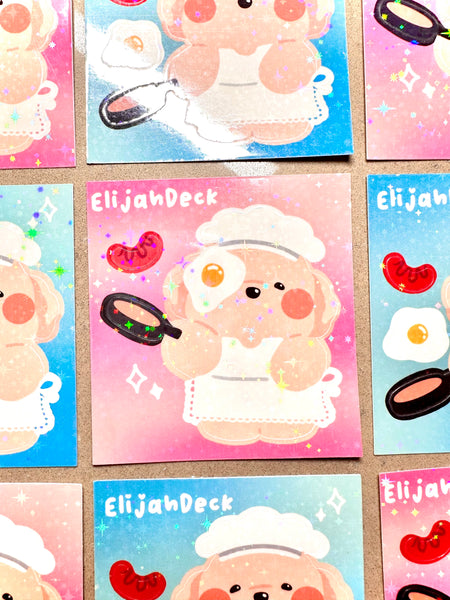Cooking Breakfast Elijah | Holograph Glossy Sticker