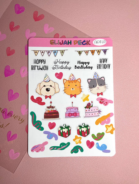 Happy Birthday Sticker Sheet | Birthday Stickers | Matte