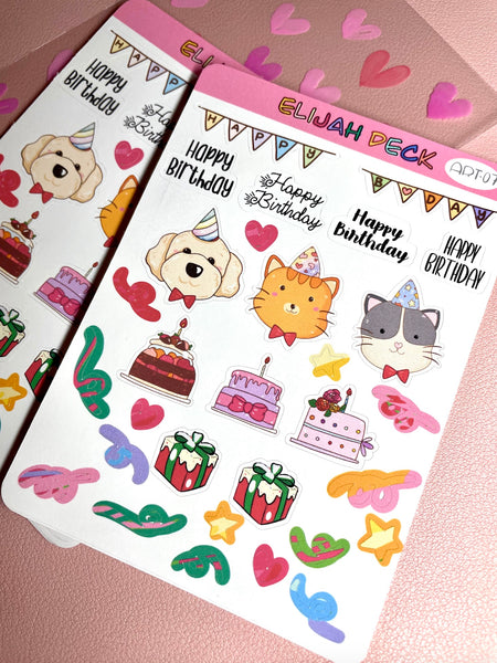 Happy Birthday Sticker Sheet | Birthday Stickers | Matte