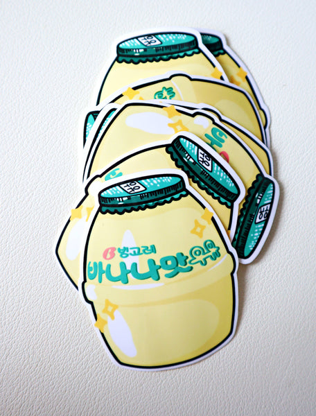 Banana Milk Sticker | Korean Snack Sticker, Korean Drink Sticker, Asian Food Sticker | Glossy
