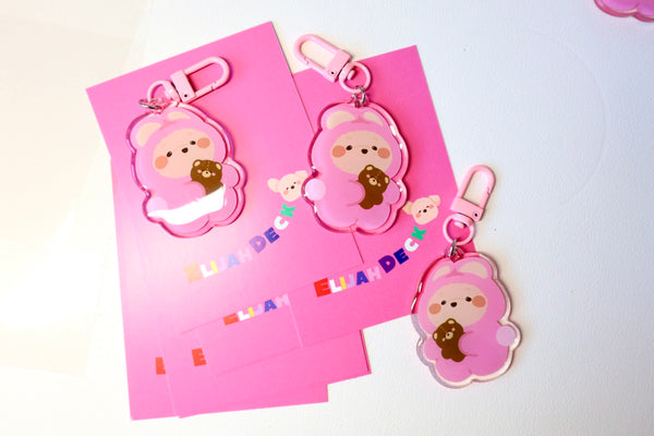 Pink Bear Keychain