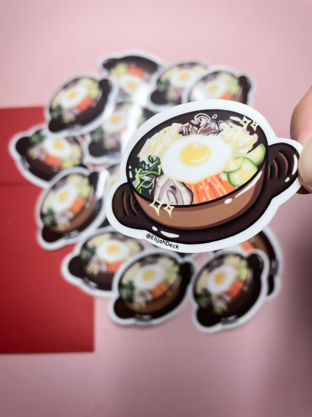 Bibimbob Sticker | Korean Food Sticker, Asian Food Sticker | Glossy