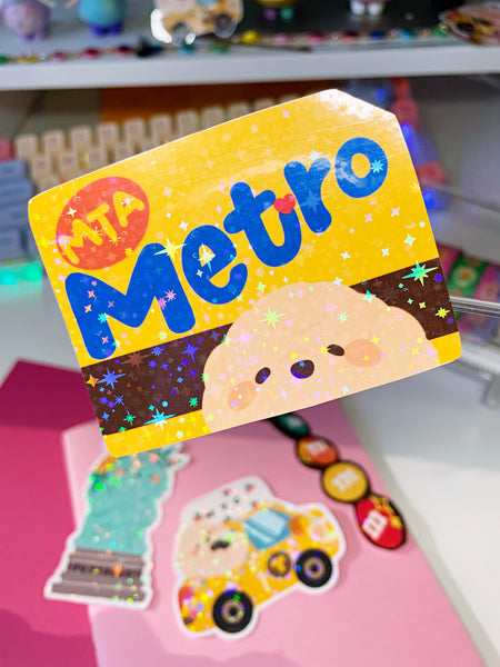 Metro Card Sticker, NYC Collection | Glitter laminated