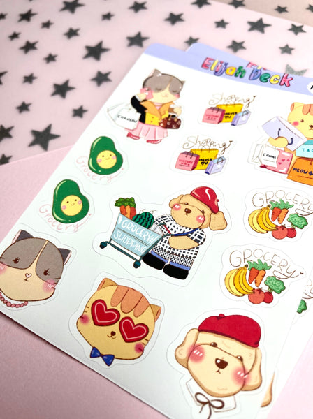 Shopping Sticker| Grocery Sticker, Elijah Friends Collection | Matte