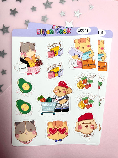 Shopping Sticker| Grocery Sticker, Elijah Friends Collection | Matte