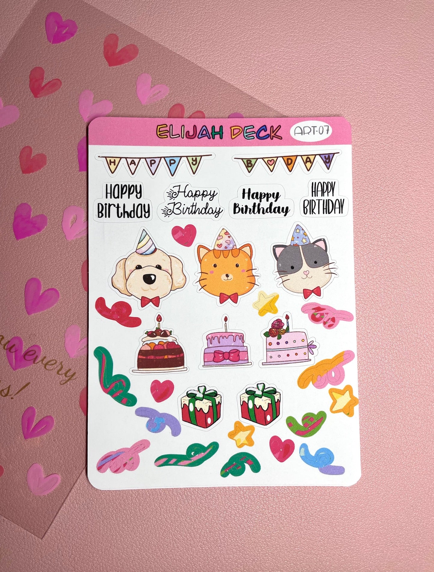 Happy Birthday Sticker Sheet | Birthday Stickers | Matte