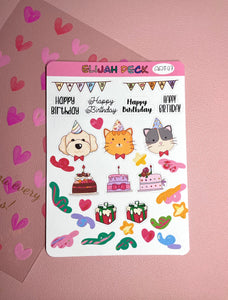 Happy Birthday Sticker Sheet | Birthday Stickers | Matte
